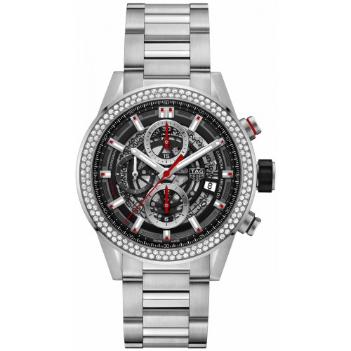 Tag Heuer Carrera Skeleton Black Dial Diamonds Men's Watch CAR201P-BA0766